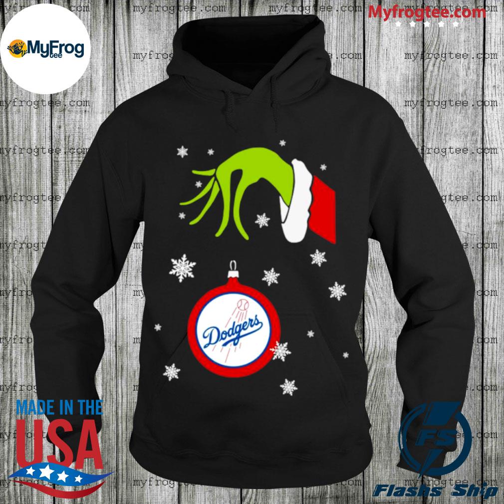 Grinch Hand holding Ornament Los Angeles Dodgers Snowflake Christmas Sweater,  hoodie, sweater, long sleeve and tank top