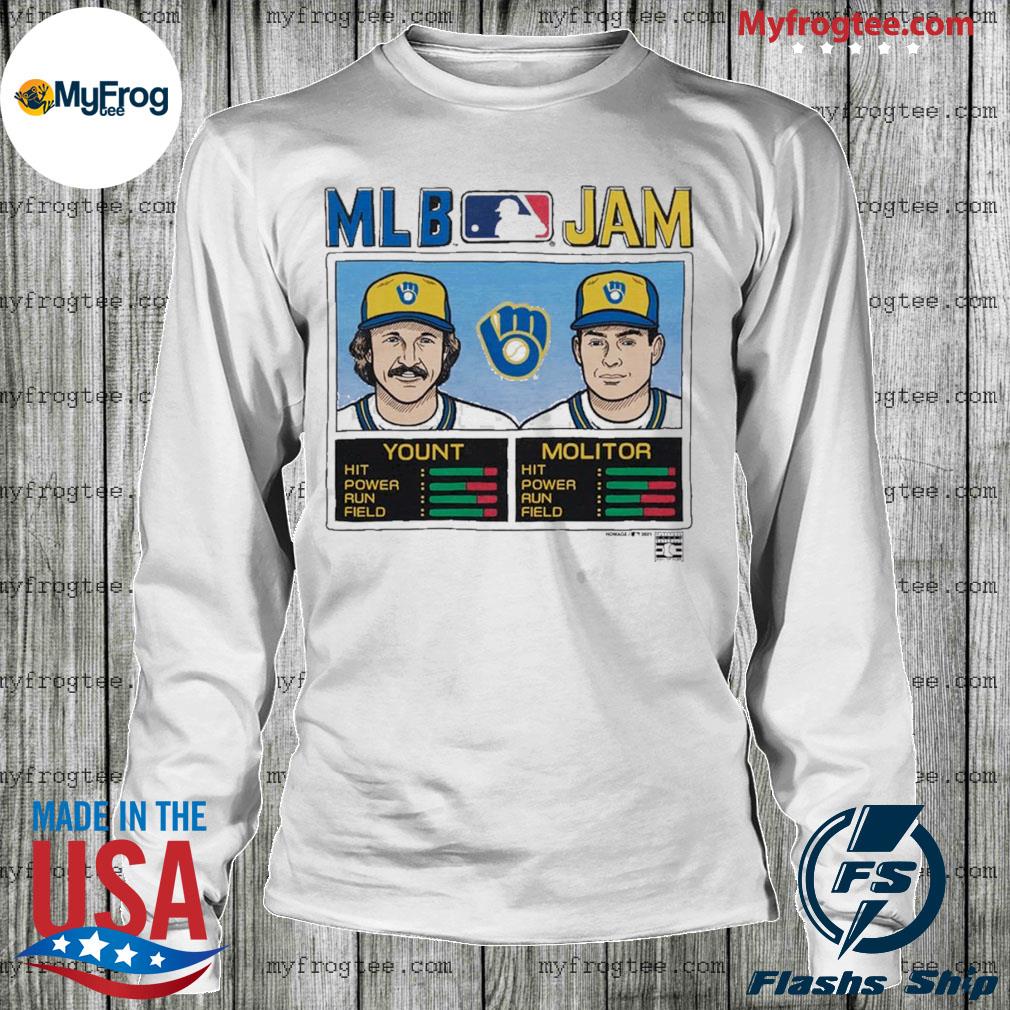 MLB Jam Brewers Molitor and Yount T-Shirt from Homage. | Ash | Vintage Apparel from Homage.