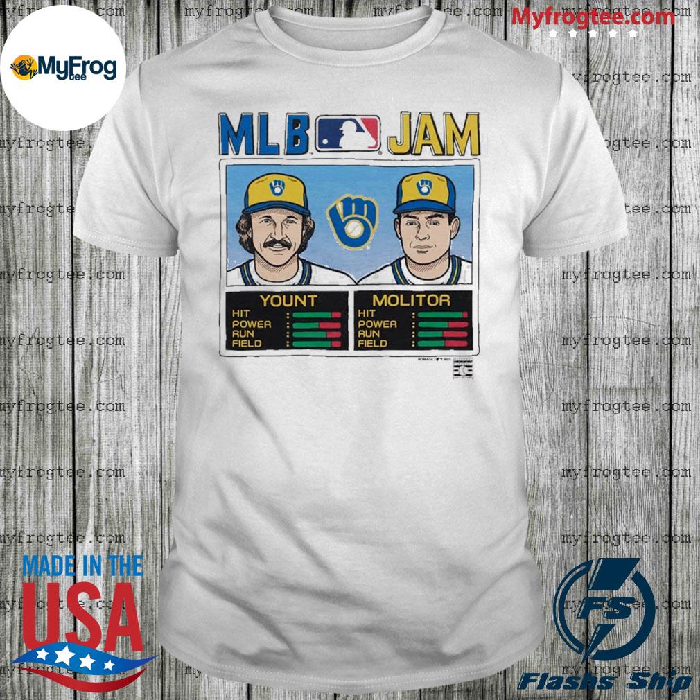 MLB Jam Brewers Molitor and Yount T-Shirt from Homage. | Ash | Vintage Apparel from Homage.