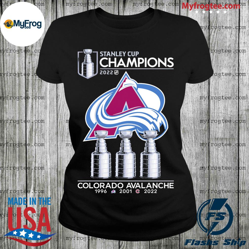 Colorado Avalanche Stanley Cup Champions 1996 2001 2022 T-shirt