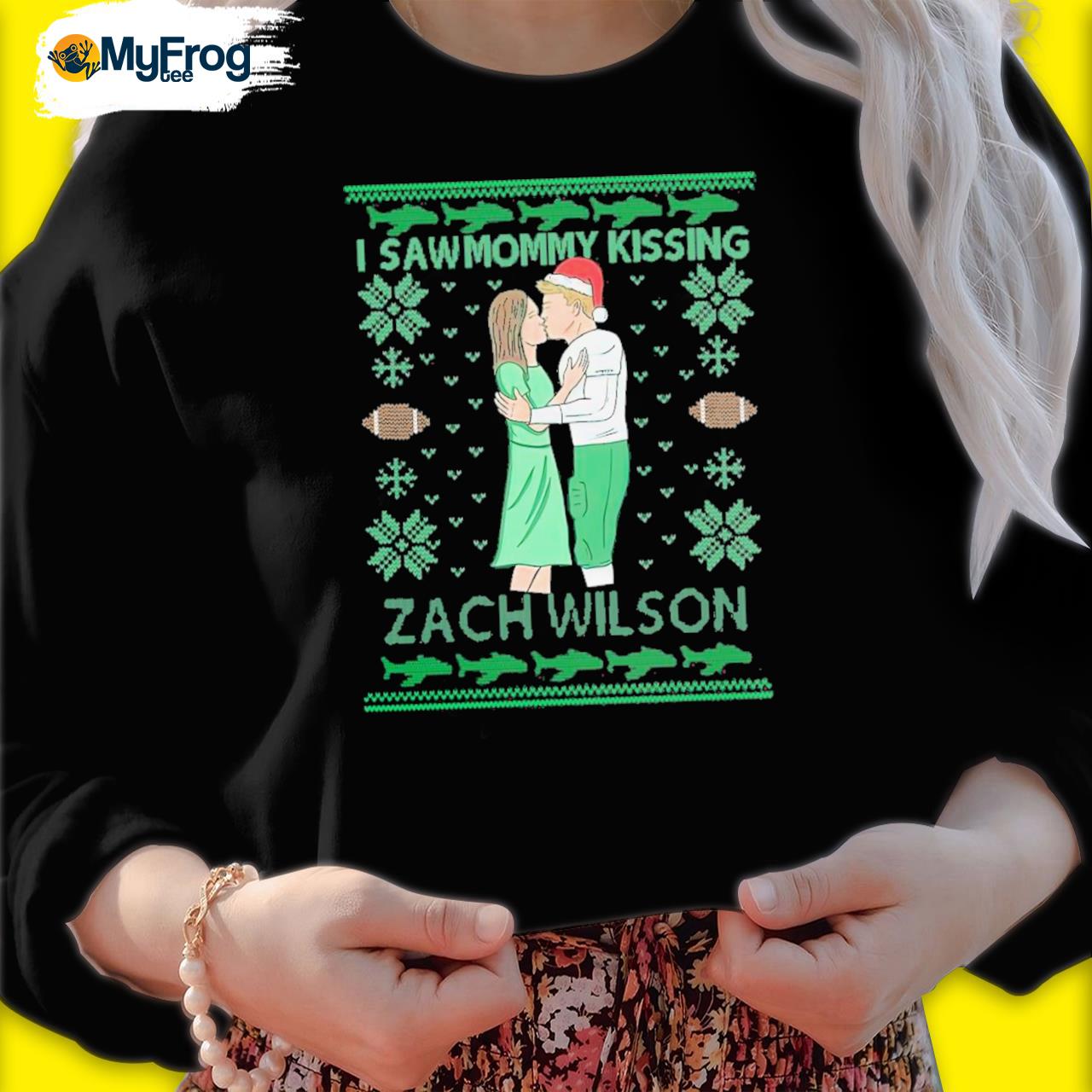 I saw Mommy kissing Zach Wilson Ugly Christmas shirt, hoodie