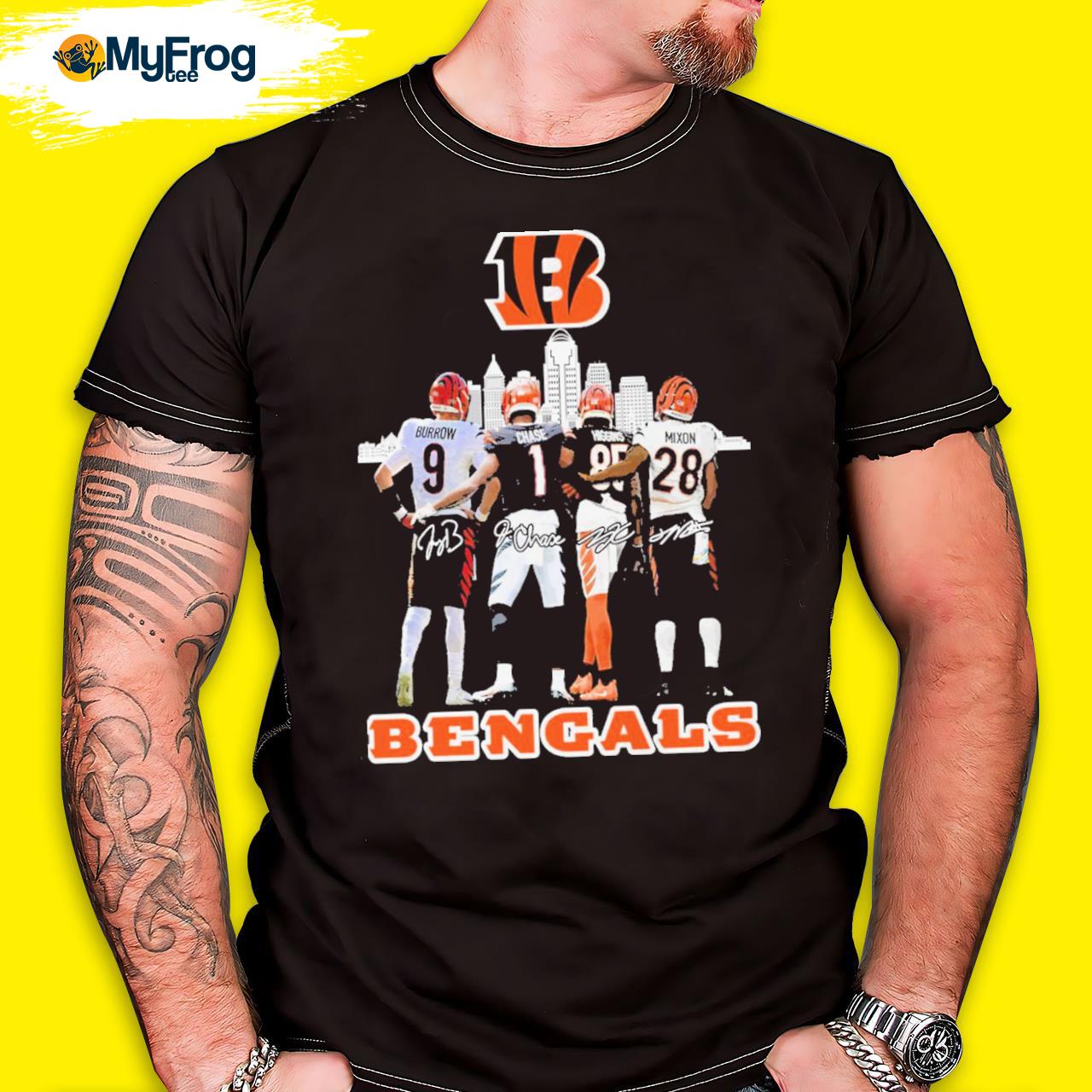 The Bengals Ja'marr Chase Joe Mixon Tee Higgins And Joe Burrow Abbey Road  Christmas Signatures Shirt, hoodie, sweater, long sleeve and tank top