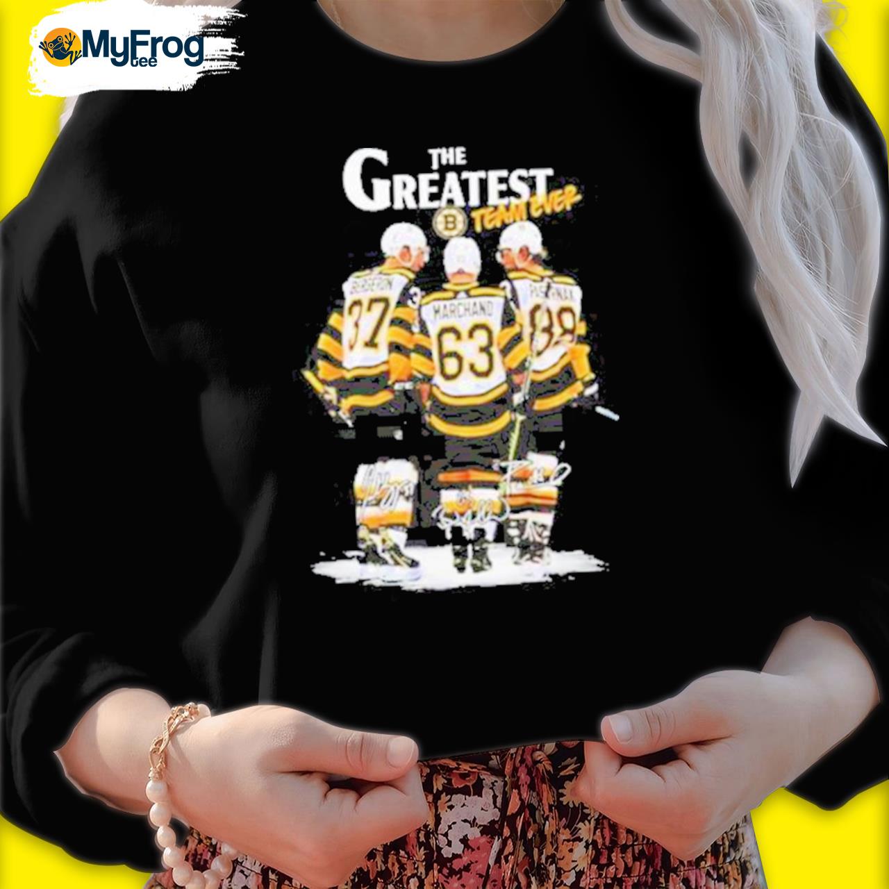 Boston Bruins The Greatest Team Ever Bergeron Marchand Pastrnak Signature Shirt  Shirt - Limotees
