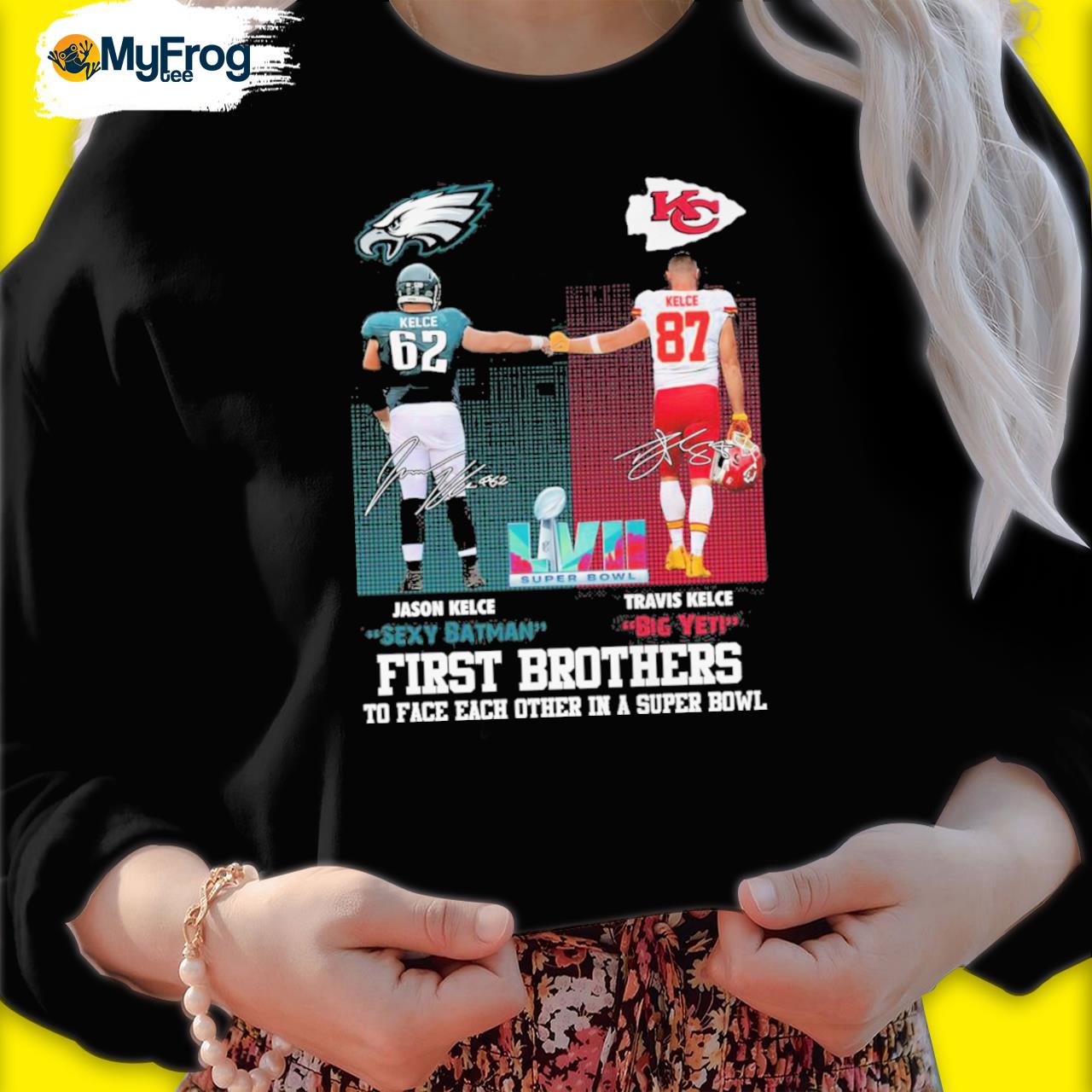 Super Bowl 2023 First Brothers Jason Kelce Sexy Batmatn vs Travis Kelce Big  Yeti Shirt - Peanutstee