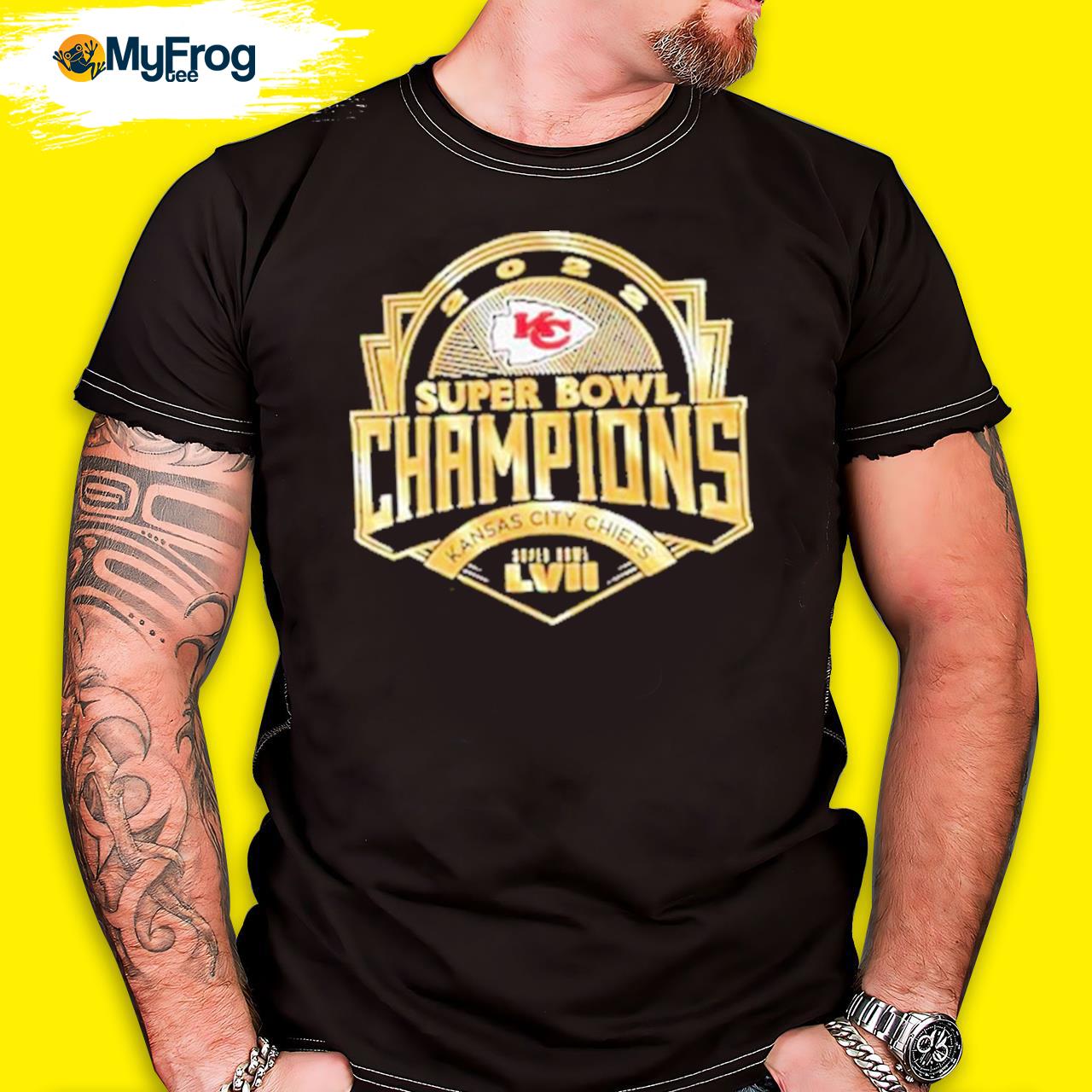 Kansas City Chiefs Majestic Threads Super Bowl Lvii Champions Luxe Foil T- shirt