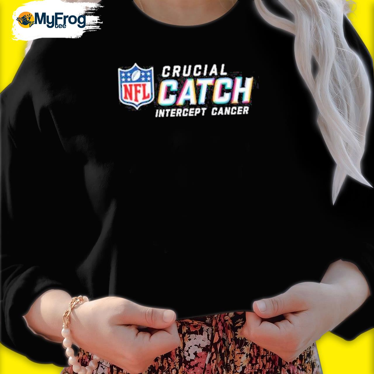 NFL Intercept Cancer Hooded Long Sleeve Loose Print Sweatshirt