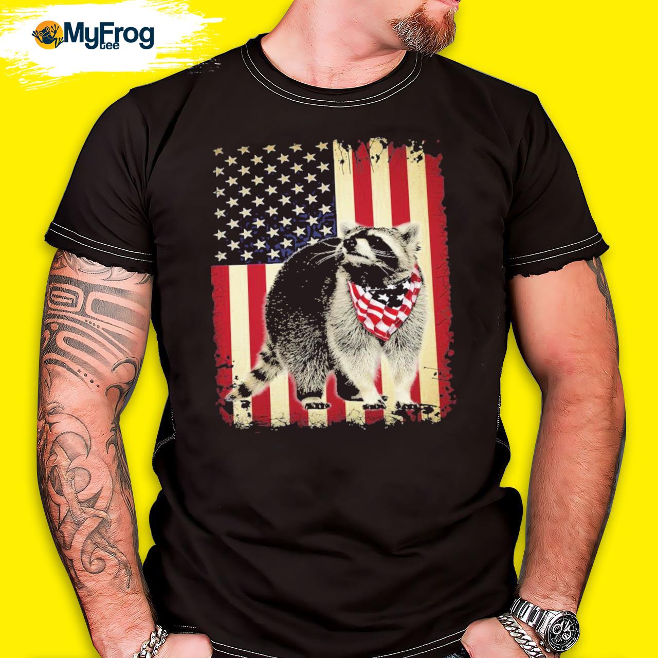 Official American Flag Raccoon Smile T-shirt