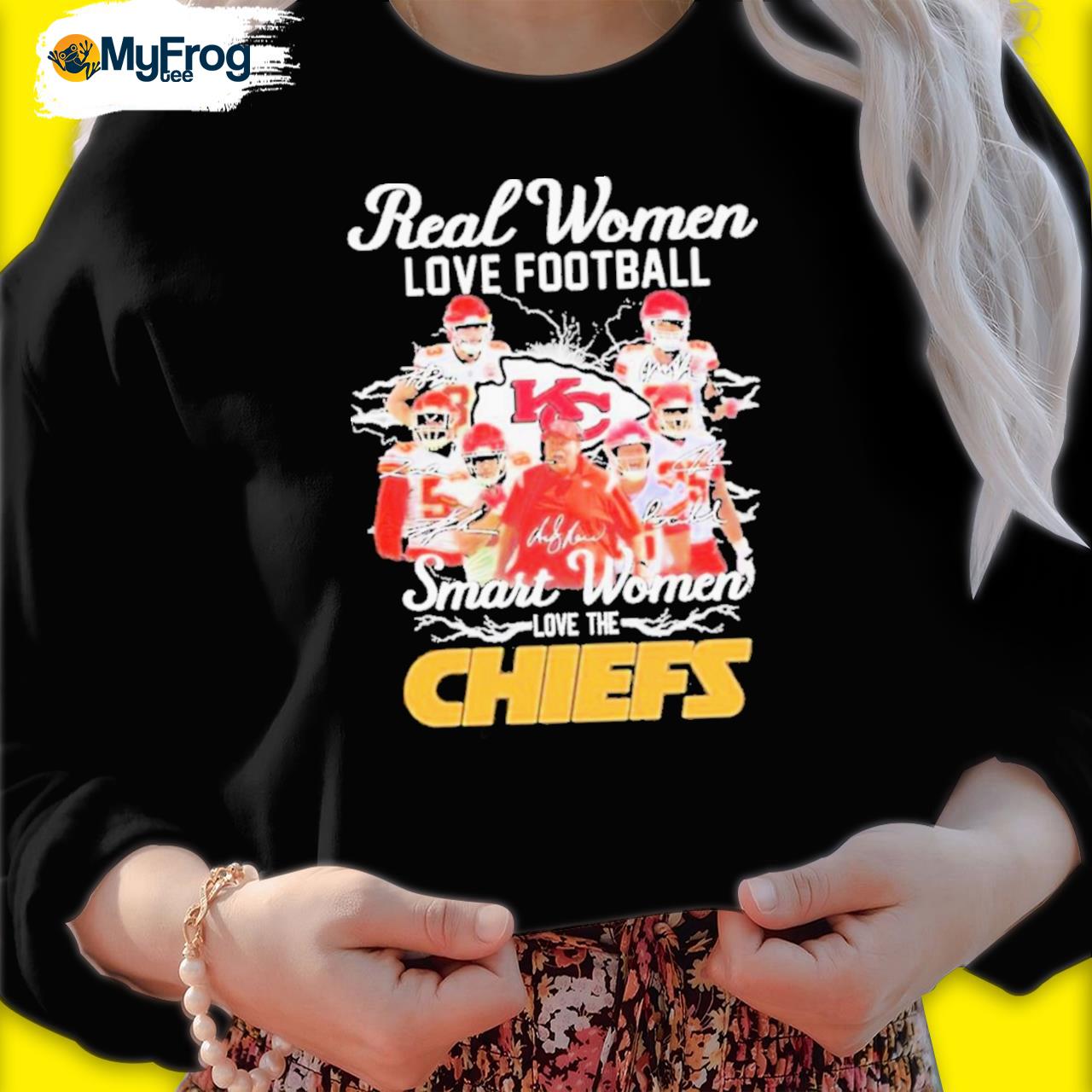 Real women love Football smart women love the Kansas city Chiefs signatures  lightning T-shirt, hoodie, sweater and long sleeve