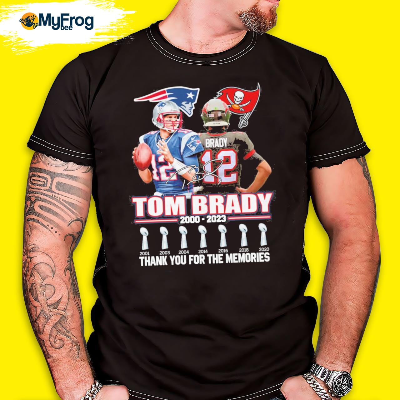 12 Tom Brady New England Patriots 2000 2019 Tampa Bay Buccaneers 2020  Present Thank You For The Memories 2022 T-Shirt - Anynee