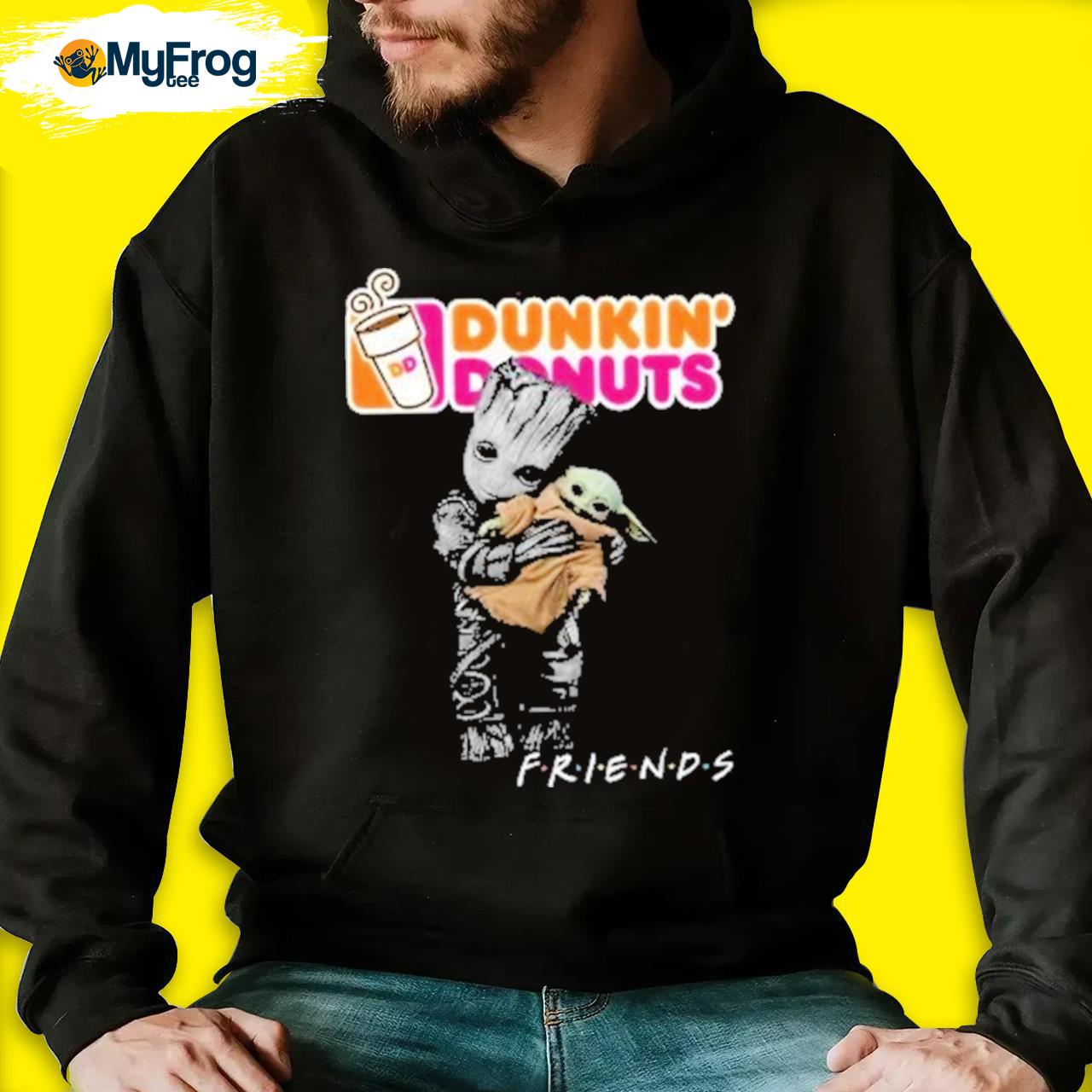 Groot hug Yoda friends Dunkin Donuts shirt hoodie sweater and