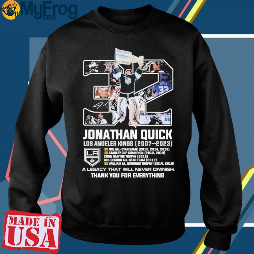 32 jonathan quick los angeles kings 2023 thank you for the memories shirt,  hoodie, sweater, long sleeve and tank top