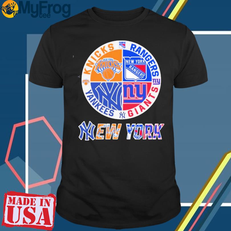 New york city knicks and rangers and giants and yankees t-shirt