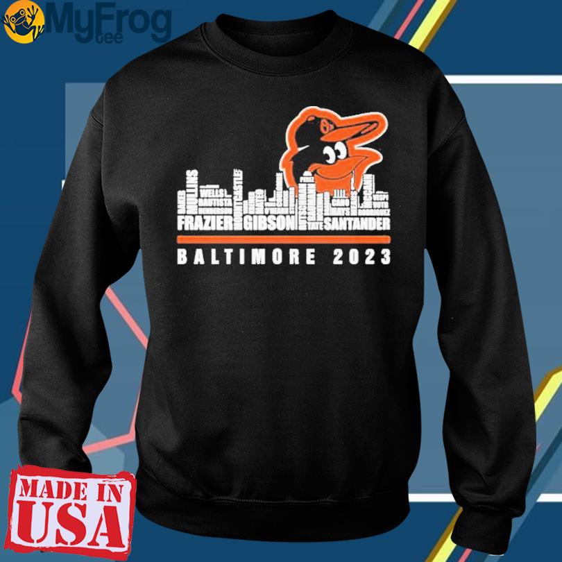 Official baltimore orioles 2023 season team players names in city T-shirt,  hoodie, sweater and long sleeve