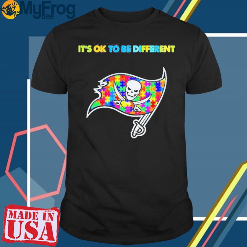 Official tampa Bay Buccaneers Autism it's ok to be different 2023 T-shirt