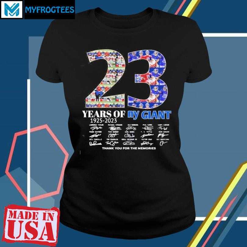 23 years of NY Giants 1925 2023 signatures thank you for the memories T  Shirt, hoodie, sweater and long sleeve