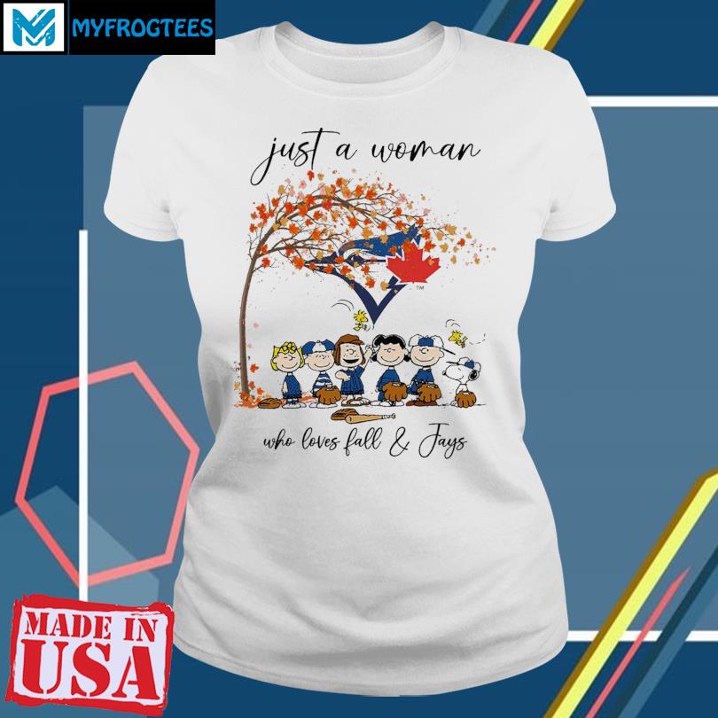 Official just a girl who love fall and blue jays Snoopy shirt