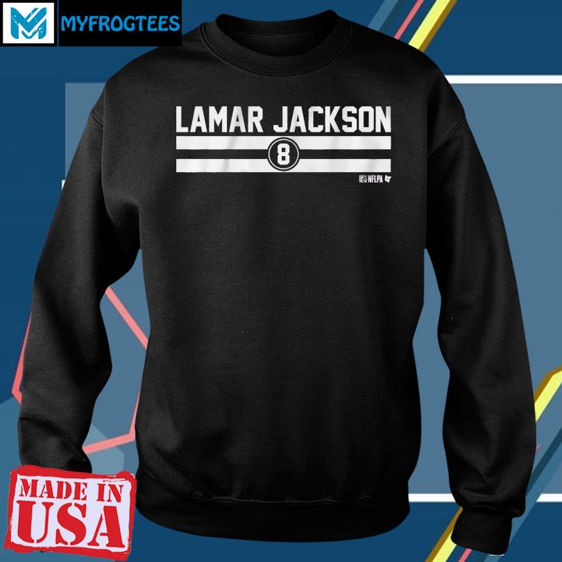 Lamar Jackson Name Number Stripe Logo Design Shirt