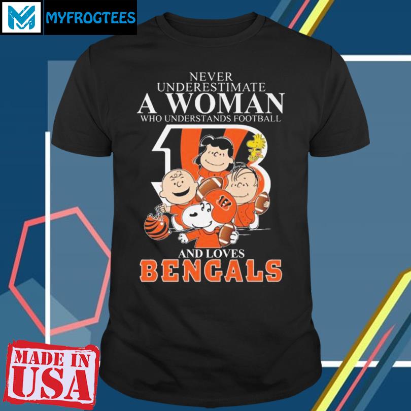 Never Underestimate A Woman Who Understands Football And Loves Bengals Mix  Snoopy Peanuts Shirt, hoodie, sweater and long sleeve