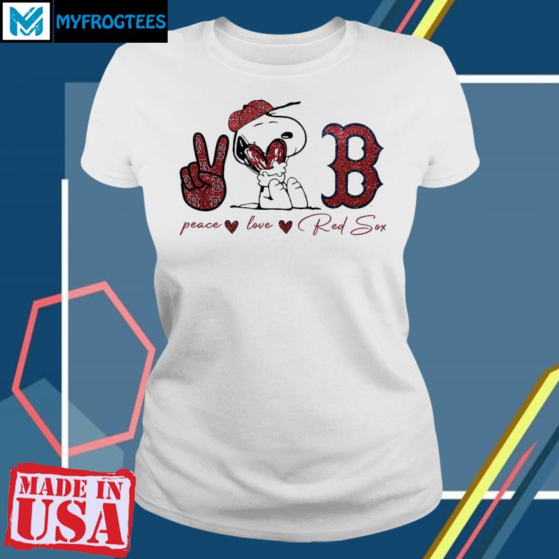 Snoopy Boston Red Sox Peace Love Red Sox Shirt