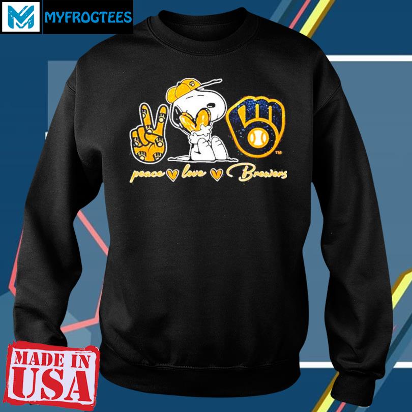 Snoopy Peace Love Milwaukee Brewers Shirt, hoodie, sweater and