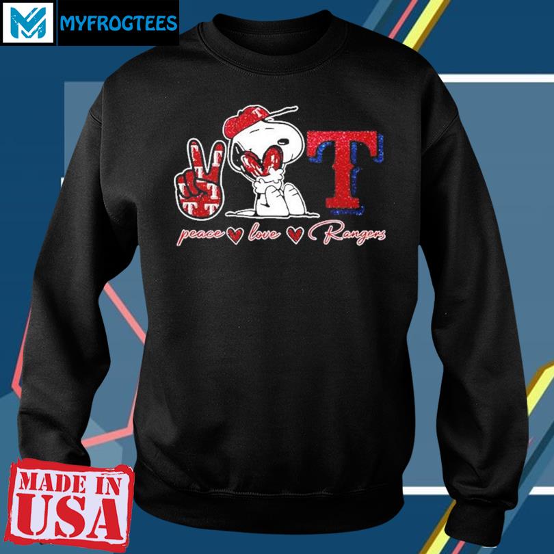 Snoopy Peace Love Texas Rangers Shirt, hoodie, sweater and long sleeve