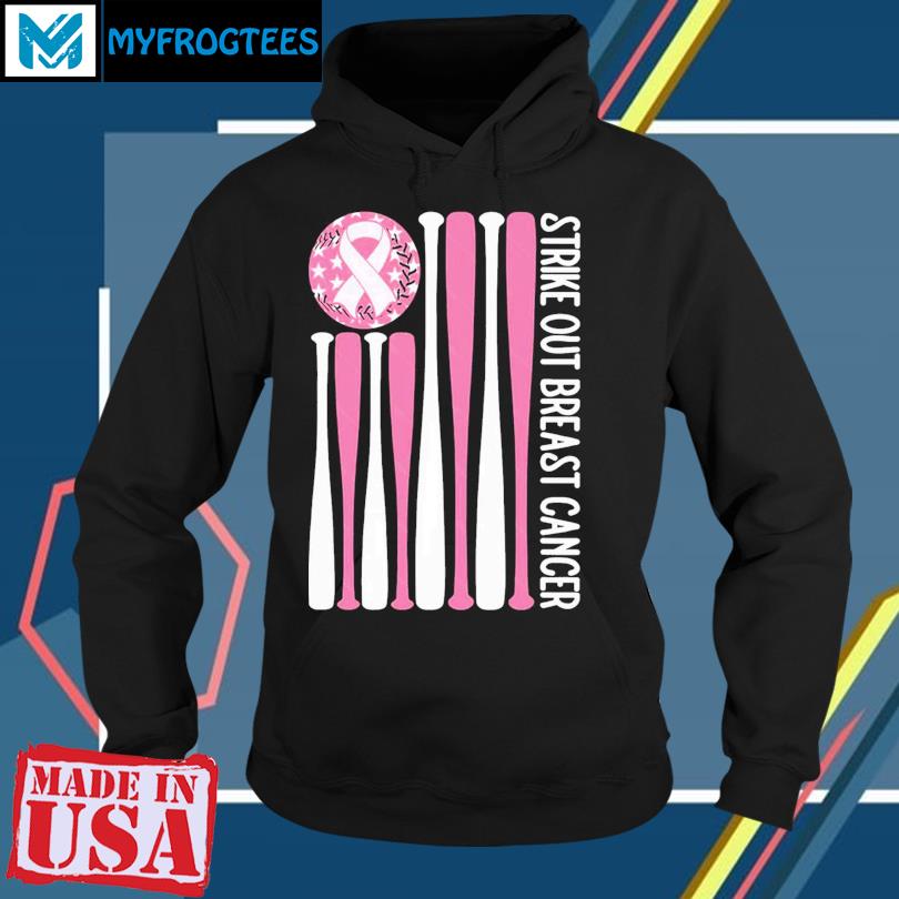 Strike Out Breast Cancer Baseball Pink American Flag Shirt, hoodie