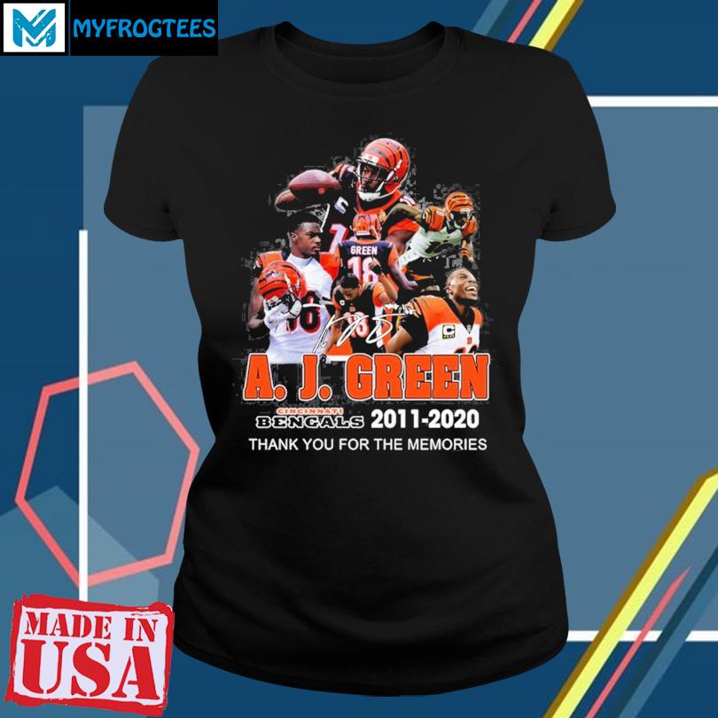 Official a. J. Green Cincinnati Bengals thank you for the memories  signature shirt, hoodie, sweater, long sleeve and tank top