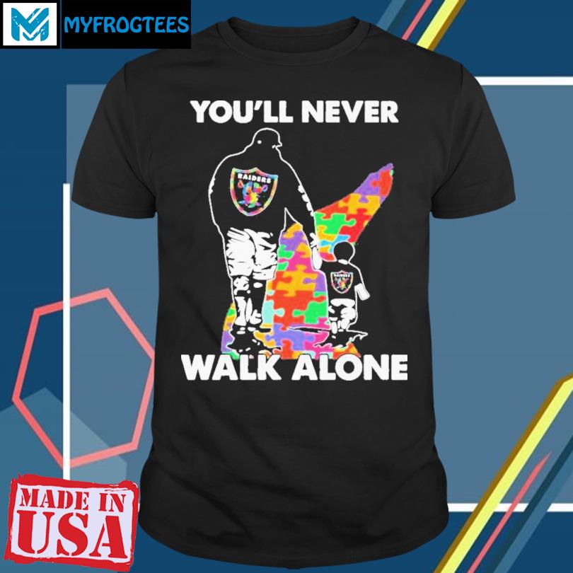 Official Las Vegas Raiders You'Ll Never Walk Alone Dad And Son Autism Shirt,  hoodie, sweater and long sleeve