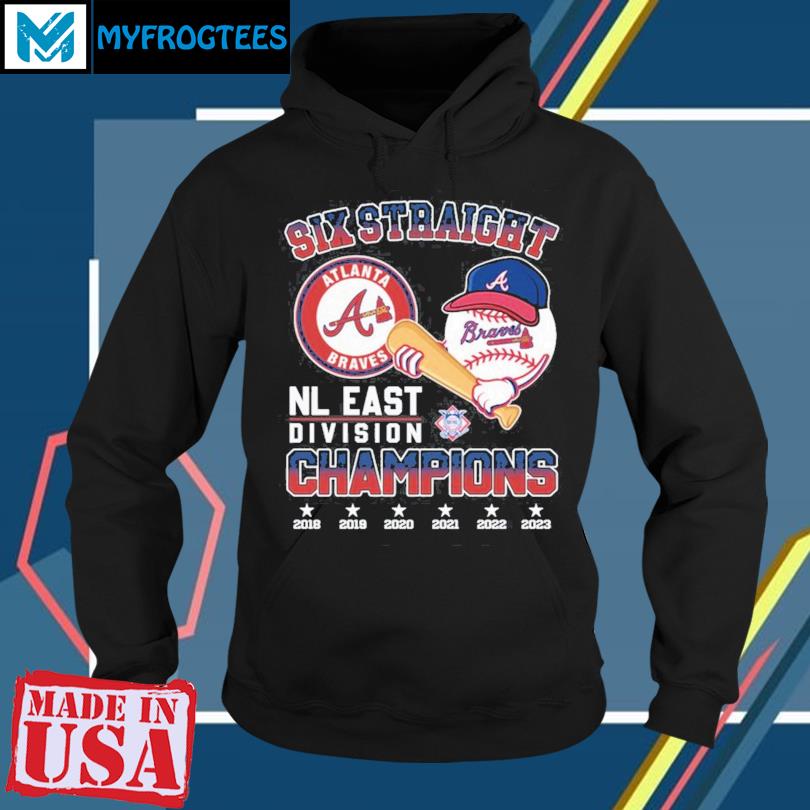 Six straight Atlanta braves nl east Division champions logo design t-shirt,  hoodie, sweater, long sleeve and tank top