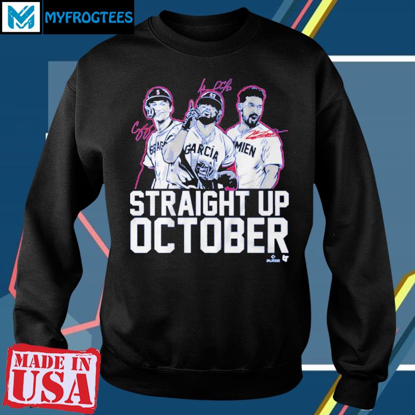 Corey Seager Marcus Semien And Adolis Garcia Straight Up October Shirt