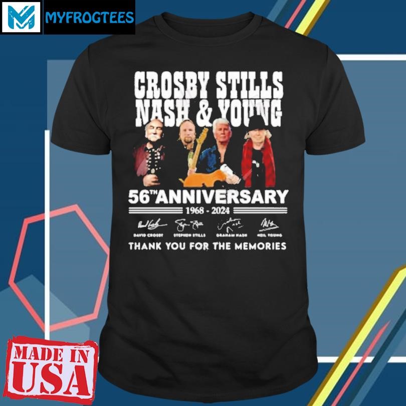 Crosby, Stills, Nash & Young 56th Anniversary 1968 – 2024 Thank You For The Memories T-Shirt