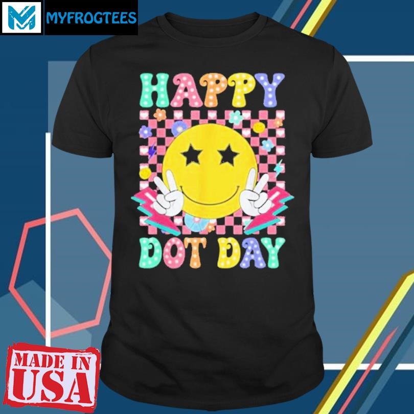 Happy Dot Day 2024 Colorful Polka Dot Smile Face Teacher Kid T-Shirt