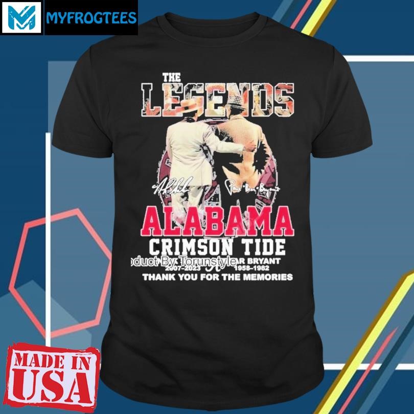 The Legends Alabama Crimson Tide Nick Saban & Bear Bryant Thank You For The Memories T-Shirt