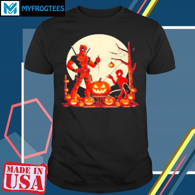 Funny Deadpool and Spiderman Halloween Retro T-Shirt