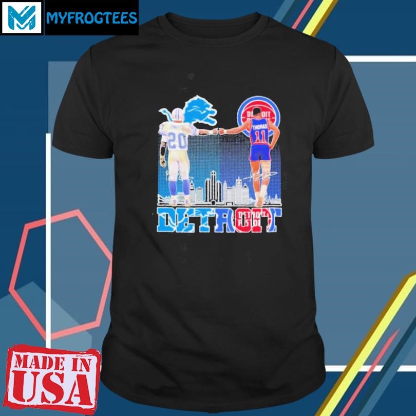 Funny Detroit Lions Barry Sanders And Detroit Pistons Isiah Thomas Detroit City Signatures Shirt