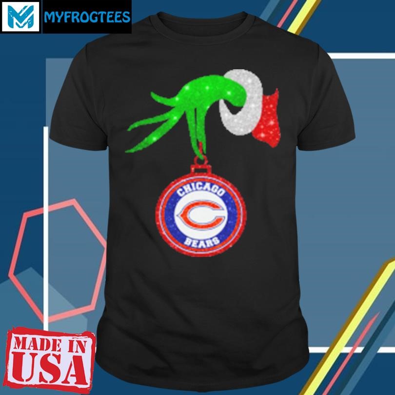 Funny Grinch Hand Holding Chicago Bears Christmas T-Shirt