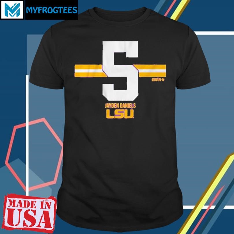 Funny LSU FOOTBALL JAYDEN DANIELS 5 STRIPE T-SHIRT