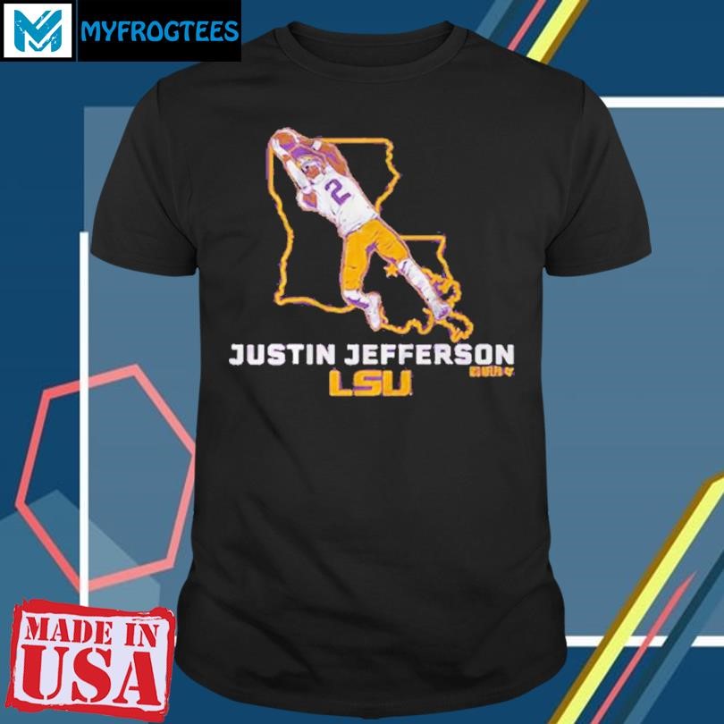 Funny LSU FOOTBALL JUSTIN JEFFERSON STATE STAR T-SHIRT