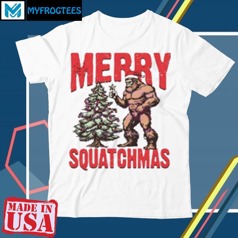 Official Merry Squatchmas Bigfoot Santa hat Christmas T-Shirt