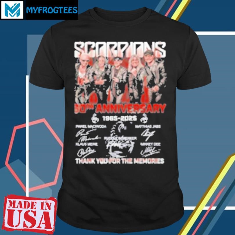 Official Scorpions Coming 60Th Anniversary 1965 2025 Thank You For The Memories Signatures T-Shirt