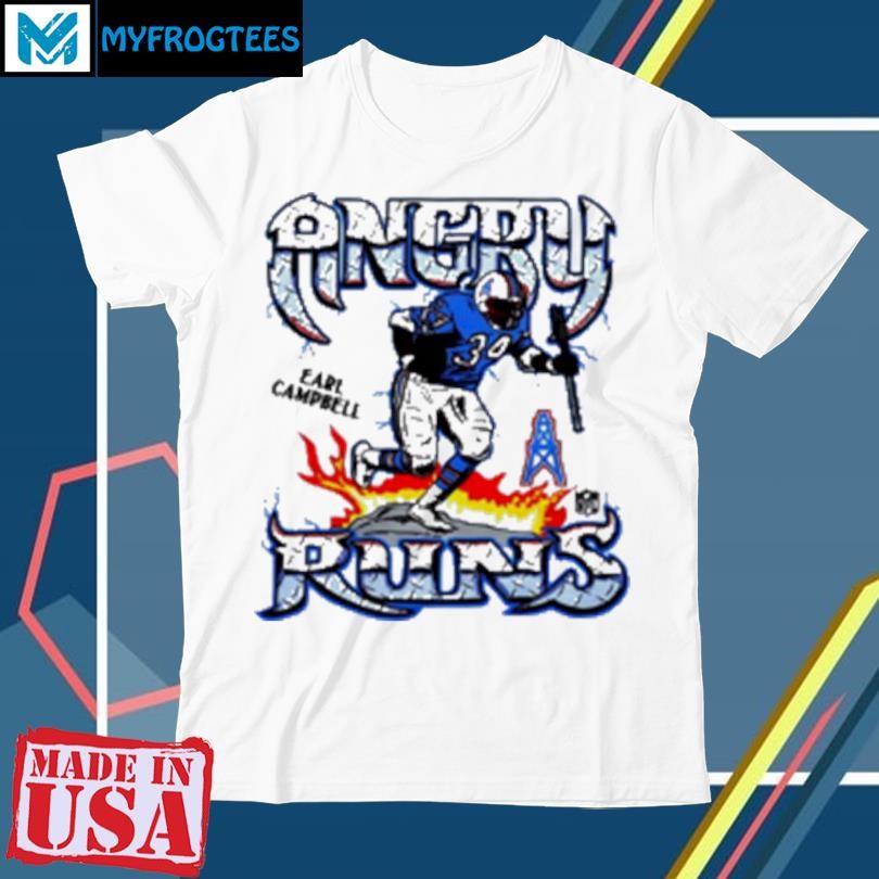 Original Angry Runs Oilers Earl Campbell T-Shirt