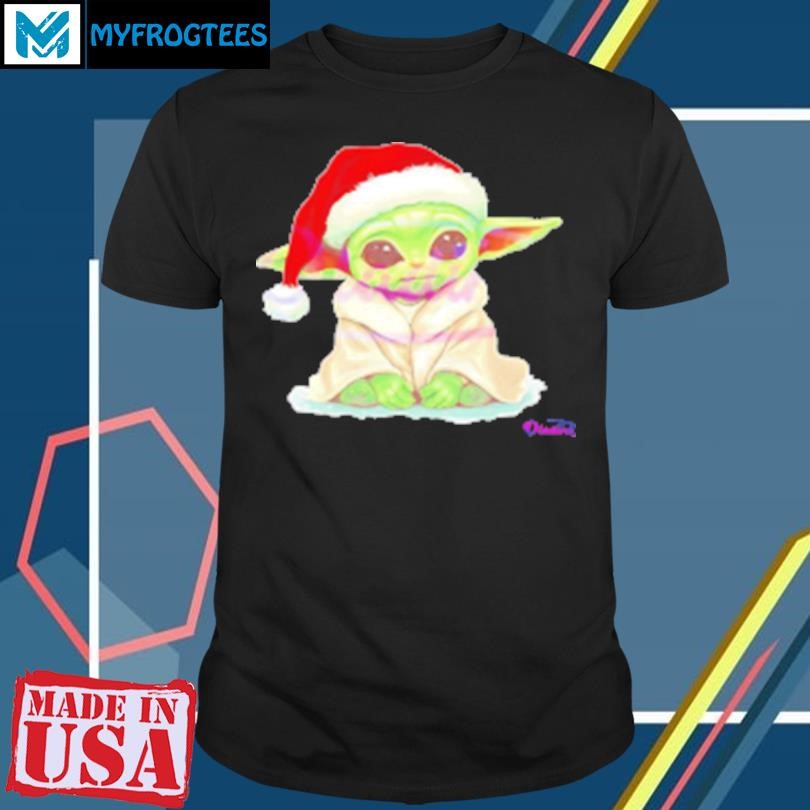 Original Baby Yoda Star War Christmas Santa Hat Watercolor T-Shirt