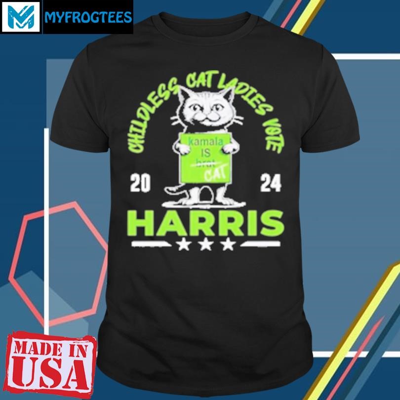 Original Childless Cat Ladies Vote Harris 2024 Kamala Is Brat Parody Weird JD Vance Cat Lady Meme T-Shirt