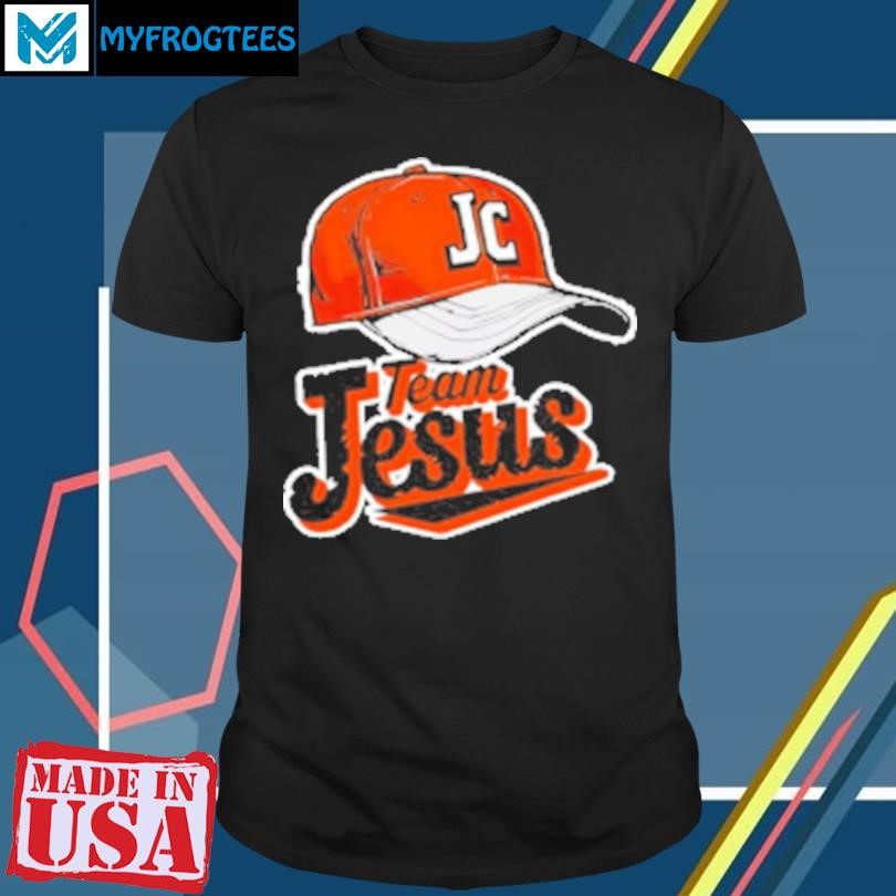 Original Christian Clothing Team Jesus Orange Baseball Hat Retro T-Shirt