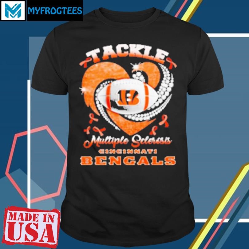 Original Cincinnati Bengals tackle multiple sclerosis diamond heart T-Shirt