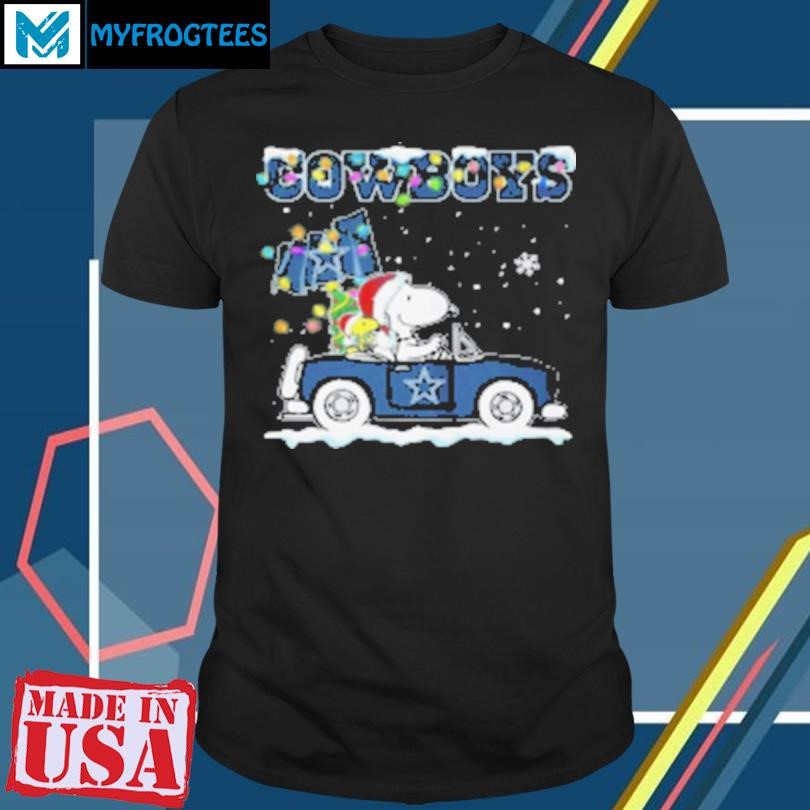 Original Dallas Cowboys Peanuts Snoopy Car Cartoon Sports Christmas 2024 T-Shirt