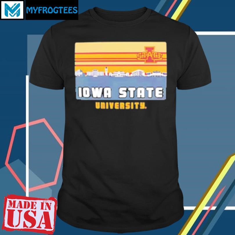 Original Iowa State Cyclones University Campus Skyline Retro T-Shirt