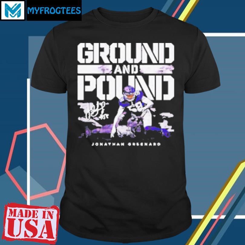 Original Jonathan Greenard Minnesota Ground and Pound Football Signature T-Shirt