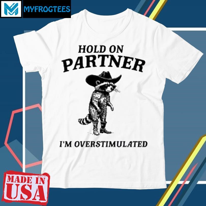 Original Raccoon Aesthetic Hold On Partner I’m Overstimulated T-Shirt