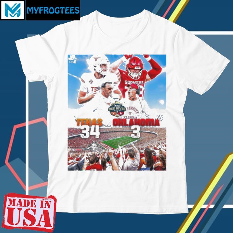 Original Texas LongHorns 34 – 3 Oklahoma Sooners Allstate Red River Rivalry 2024 Poster t shirt